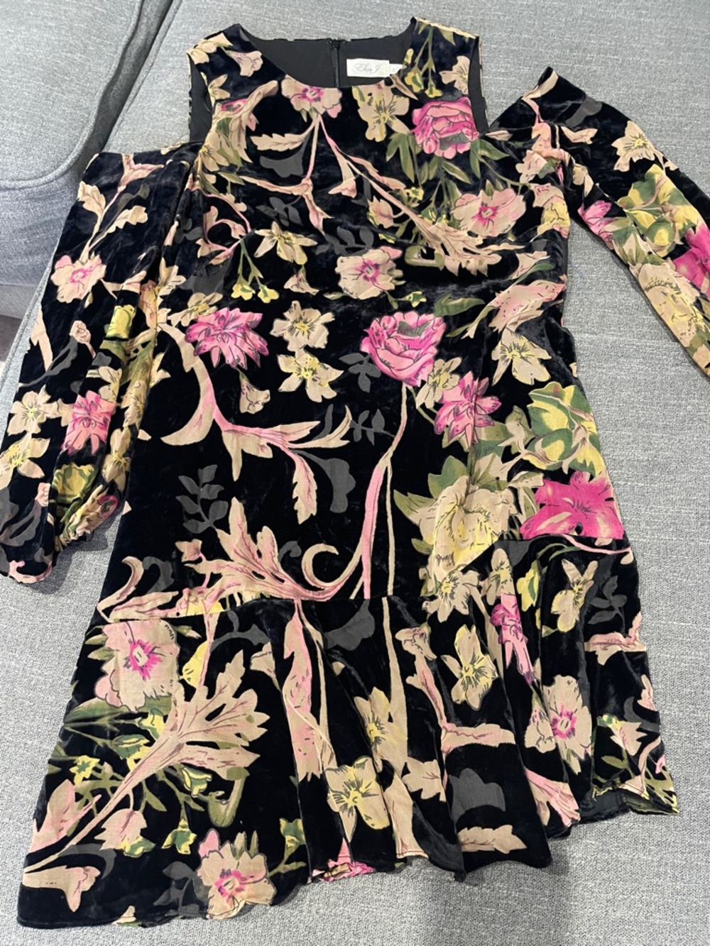 Eliza J Black Floral Burnout Velvet Short Formal Party Dress Sz 8 Cottagecore